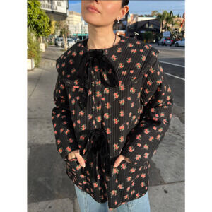 Floral Black Quilted Jacket